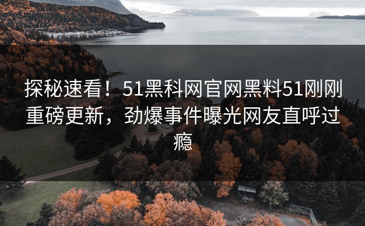 探秘速看！51黑科网官网黑料51刚刚重磅更新，劲爆事件曝光网友直呼过瘾  第1张
