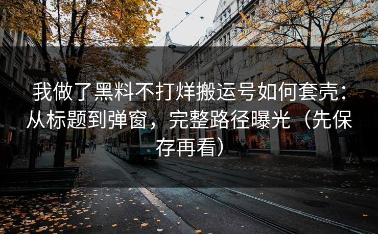 我做了黑料不打烊搬运号如何套壳：从标题到弹窗，完整路径曝光（先保存再看）